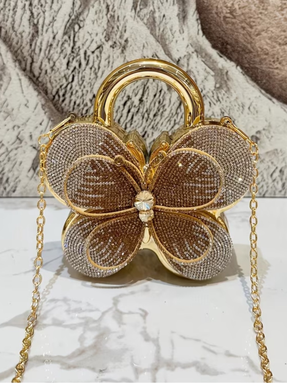 Affordable Fashion Finds Gold Crystal Butterfly Mini Bag